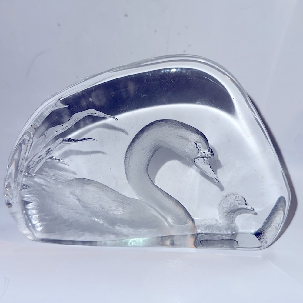 MATS JONASSON  SWAN & CYNGET,  Crystal, Signed & Numbered, LARGE - Sweden